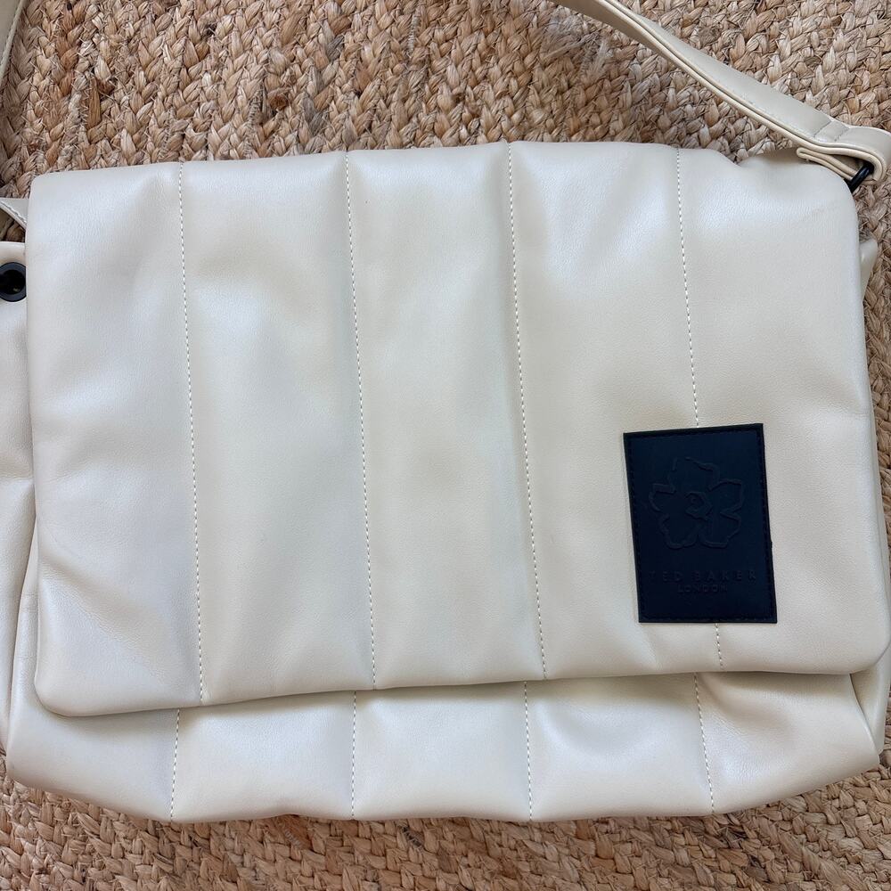 Ted Baker London Jamye Quilted Faux Leather Crossbody Bag Ivory Cream - Picture 2 of 13